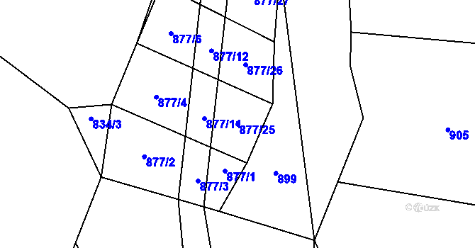 Parcela st. 877/25 v KÚ Zbelítov, Katastrální mapa