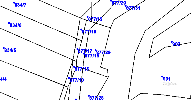 Parcela st. 877/29 v KÚ Zbelítov, Katastrální mapa