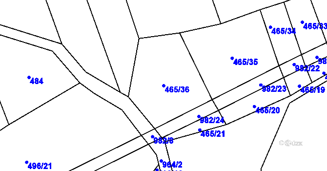 Parcela st. 465/36 v KÚ Zbelítov, Katastrální mapa