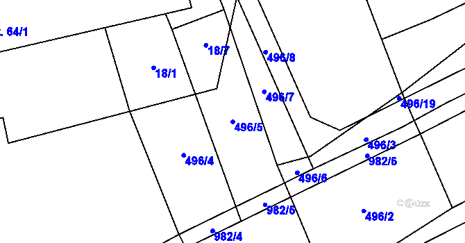 Parcela st. 496/5 v KÚ Zbelítov, Katastrální mapa