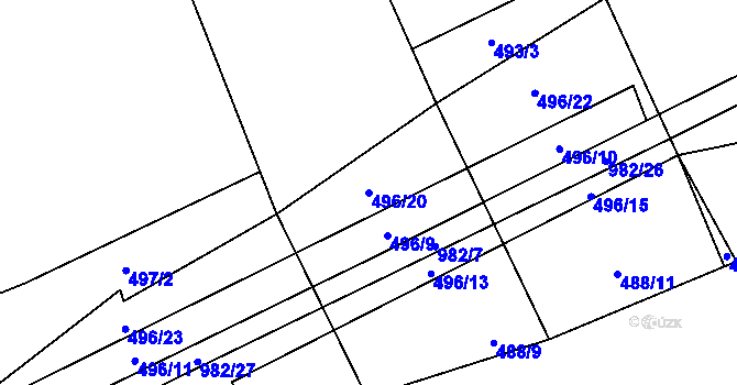 Parcela st. 496/20 v KÚ Zbelítov, Katastrální mapa