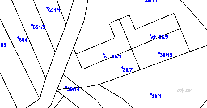Parcela st. 65/1 v KÚ Zbelítov, Katastrální mapa