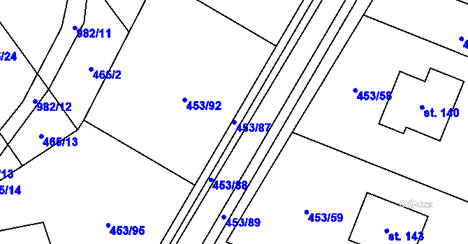 Parcela st. 453/87 v KÚ Zbelítov, Katastrální mapa