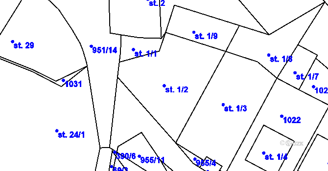 Parcela st. 1/2 v KÚ Zbelítov, Katastrální mapa