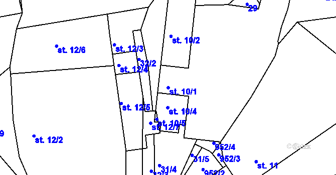 Parcela st. 10/1 v KÚ Zbelítov, Katastrální mapa