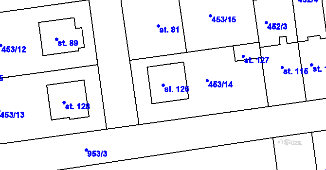 Parcela st. 126 v KÚ Zbelítov, Katastrální mapa