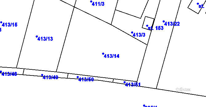 Parcela st. 413/14 v KÚ Zbelítov, Katastrální mapa