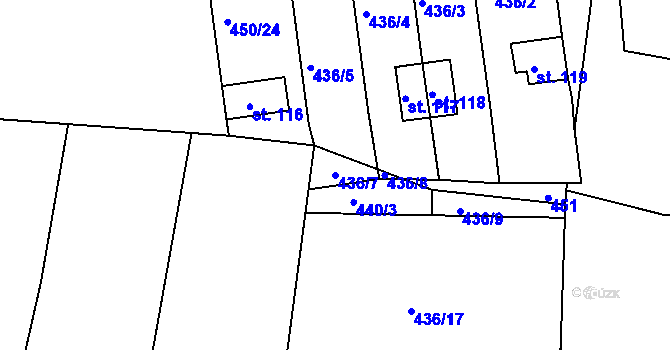 Parcela st. 436/7 v KÚ Zbelítov, Katastrální mapa