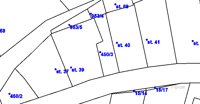 Parcela st. 450/3 v KÚ Zbelítov, Katastrální mapa