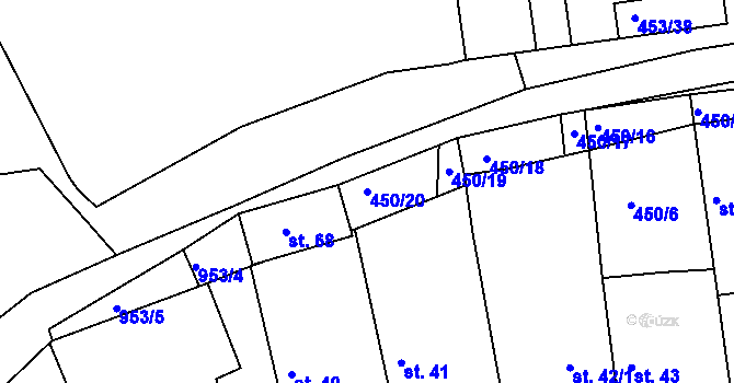 Parcela st. 450/20 v KÚ Zbelítov, Katastrální mapa