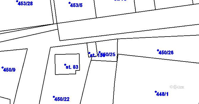 Parcela st. 450/25 v KÚ Zbelítov, Katastrální mapa