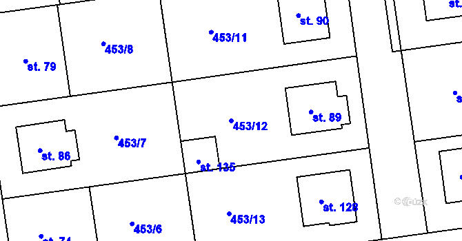 Parcela st. 453/12 v KÚ Zbelítov, Katastrální mapa