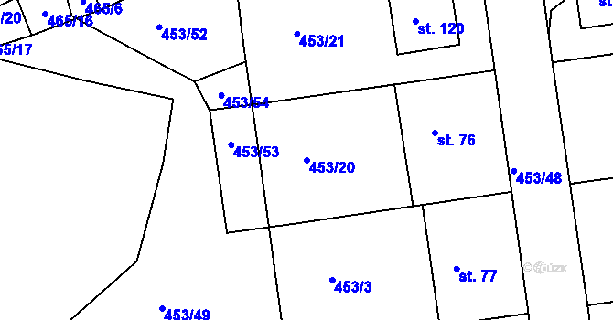 Parcela st. 453/20 v KÚ Zbelítov, Katastrální mapa