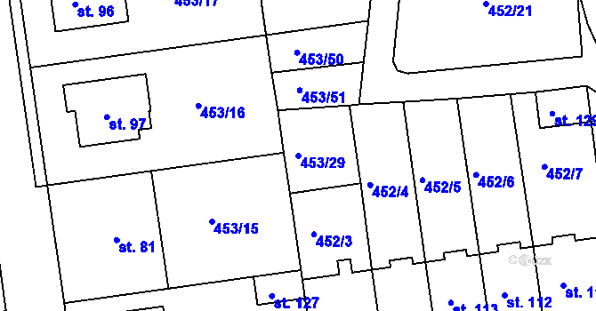 Parcela st. 453/29 v KÚ Zbelítov, Katastrální mapa