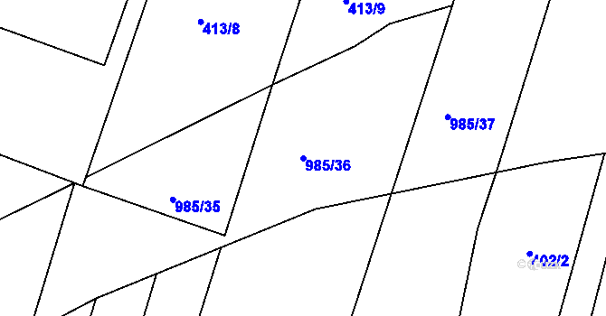 Parcela st. 985/36 v KÚ Zbelítov, Katastrální mapa