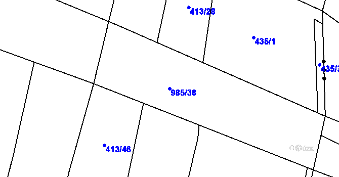 Parcela st. 985/38 v KÚ Zbelítov, Katastrální mapa