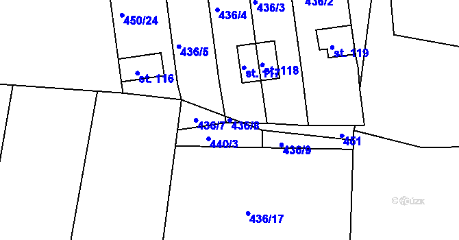 Parcela st. 436/8 v KÚ Zbelítov, Katastrální mapa