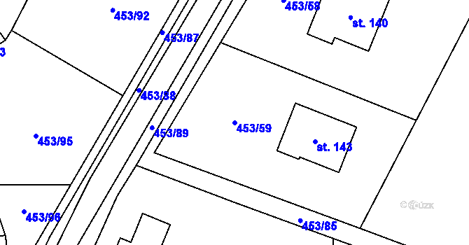 Parcela st. 453/59 v KÚ Zbelítov, Katastrální mapa
