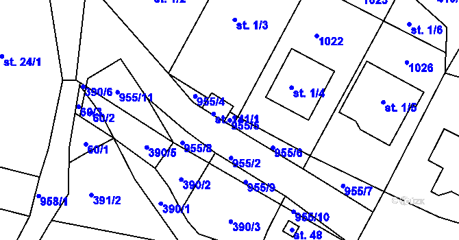 Parcela st. 955/5 v KÚ Zbelítov, Katastrální mapa