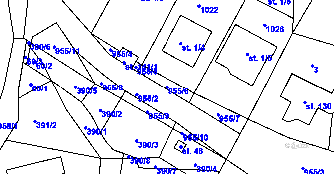 Parcela st. 955/6 v KÚ Zbelítov, Katastrální mapa