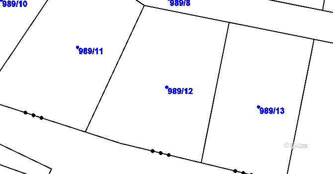 Parcela st. 989/12 v KÚ Zbelítov, Katastrální mapa