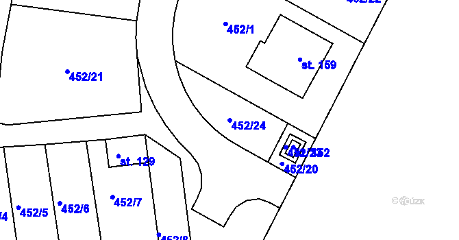 Parcela st. 452/24 v KÚ Zbelítov, Katastrální mapa