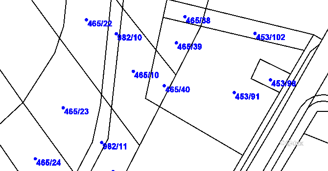 Parcela st. 465/40 v KÚ Zbelítov, Katastrální mapa