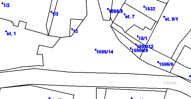 Parcela st. 1596/14 v KÚ Jestřebice, Katastrální mapa