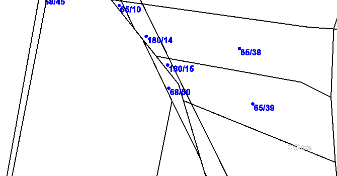 Parcela st. 68/50 v KÚ Kolišov, Katastrální mapa