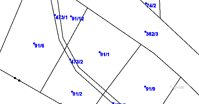 Parcela st. 91/1 v KÚ Kolišov, Katastrální mapa