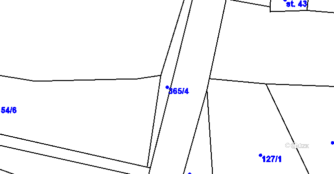 Parcela st. 365/4 v KÚ Kolišov, Katastrální mapa