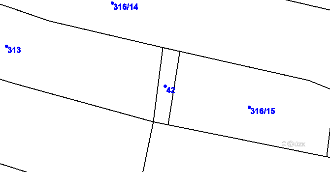 Parcela st. 42 v KÚ Kolišov, Katastrální mapa