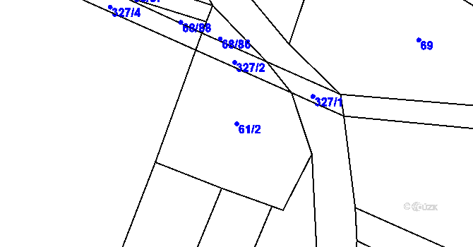 Parcela st. 61/2 v KÚ Kolišov, Katastrální mapa