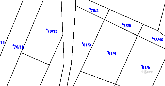 Parcela st. 61/3 v KÚ Kolišov, Katastrální mapa