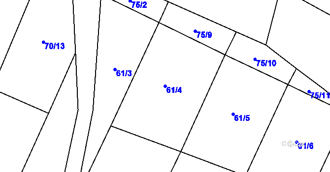 Parcela st. 61/4 v KÚ Kolišov, Katastrální mapa