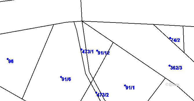 Parcela st. 91/12 v KÚ Kolišov, Katastrální mapa