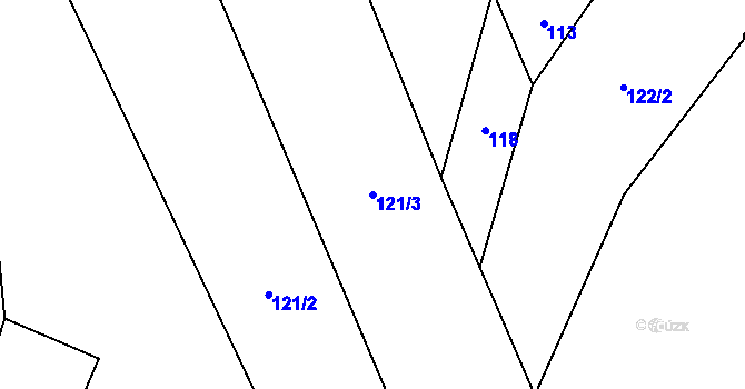 Parcela st. 121/3 v KÚ Kolišov, Katastrální mapa