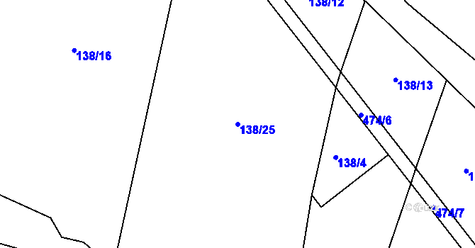 Parcela st. 138/25 v KÚ Kolišov, Katastrální mapa