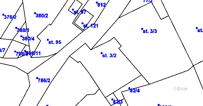 Parcela st. 3/2 v KÚ Srlín, Katastrální mapa