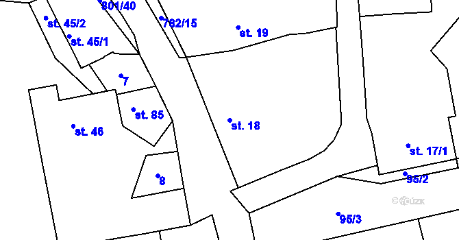 Parcela st. 18 v KÚ Srlín, Katastrální mapa