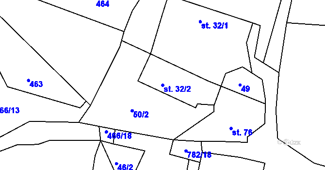 Parcela st. 32/2 v KÚ Srlín, Katastrální mapa
