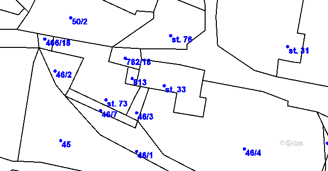 Parcela st. 33 v KÚ Srlín, Katastrální mapa