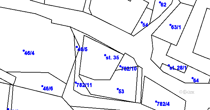 Parcela st. 35 v KÚ Srlín, Katastrální mapa