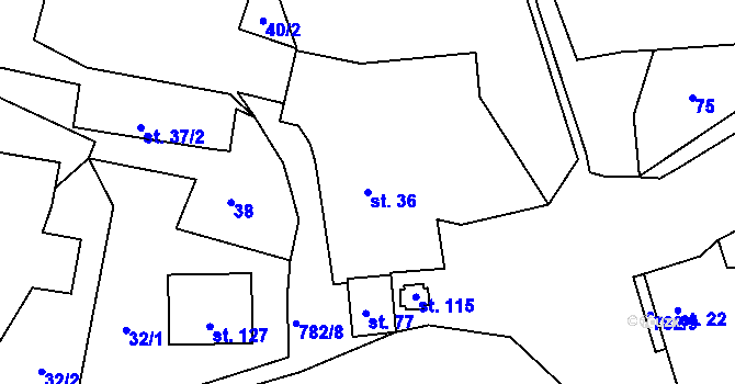Parcela st. 36 v KÚ Srlín, Katastrální mapa