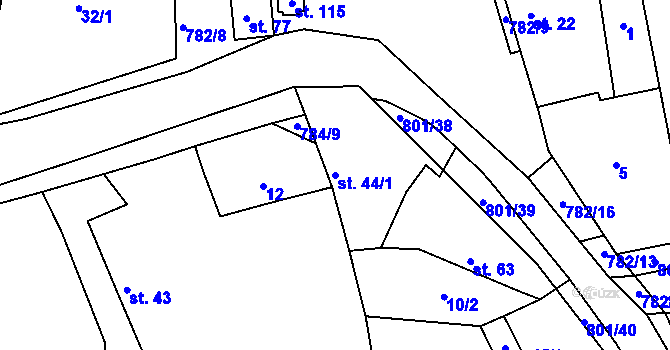 Parcela st. 44/1 v KÚ Srlín, Katastrální mapa