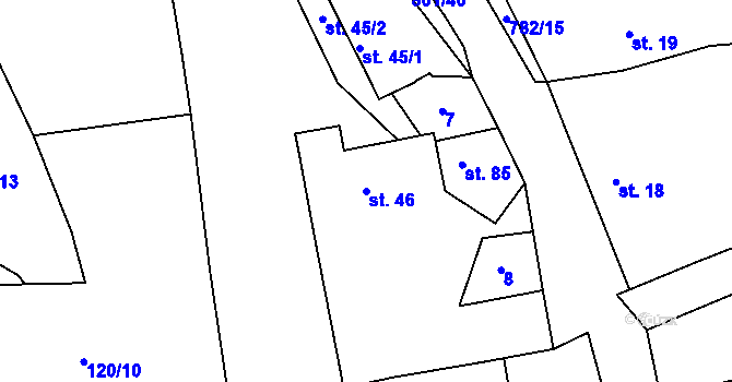 Parcela st. 46 v KÚ Srlín, Katastrální mapa