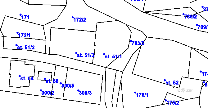 Parcela st. 51/1 v KÚ Srlín, Katastrální mapa