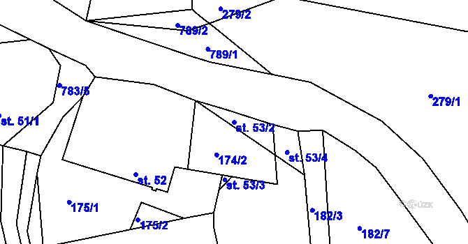 Parcela st. 53/2 v KÚ Srlín, Katastrální mapa