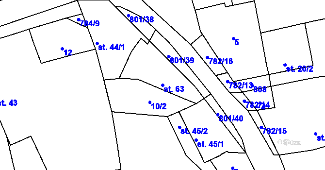 Parcela st. 63 v KÚ Srlín, Katastrální mapa