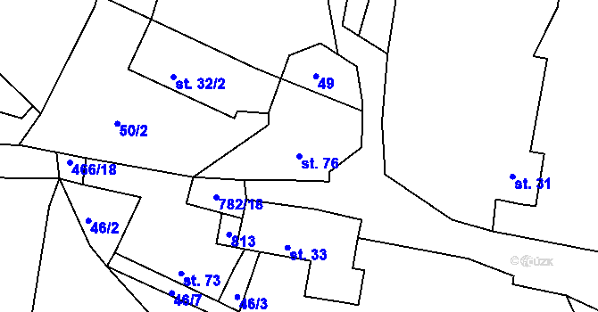Parcela st. 76 v KÚ Srlín, Katastrální mapa